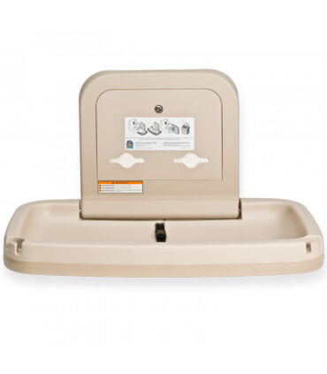 Surface-mounted horizontal baby changing station