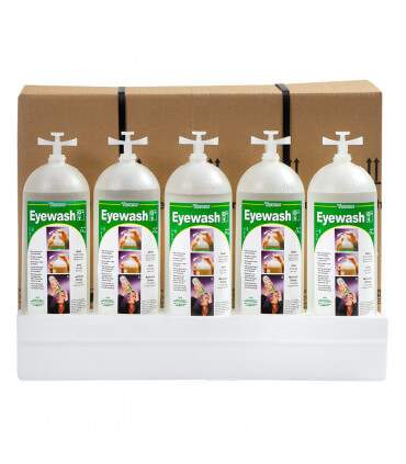 5 bouteilles de rechange de 1 litre de solution saline pour nos stands laveurs d'yeux d'urgence autonomes