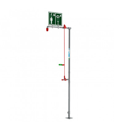 Floor mounted unheated safety shower with body spray