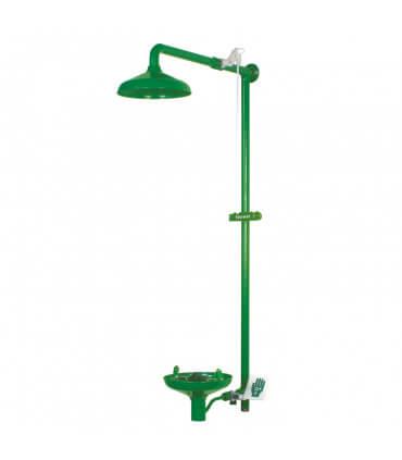 Wall mounted laboratory safety shower with eye wash