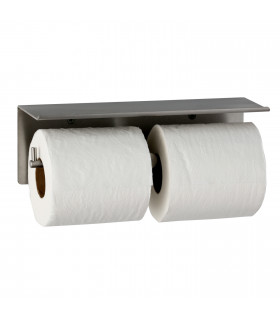 Distributeur de papier toilette double rouleaux, avec tablette