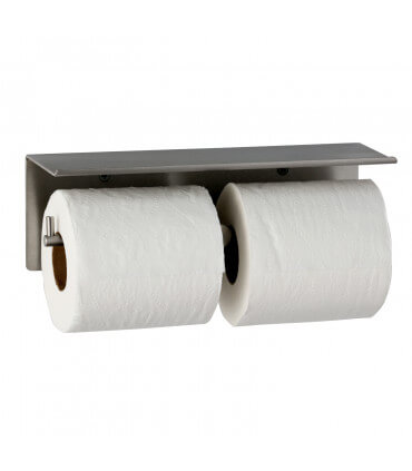 Distributeur de papier toilette double rouleaux, avec tablette