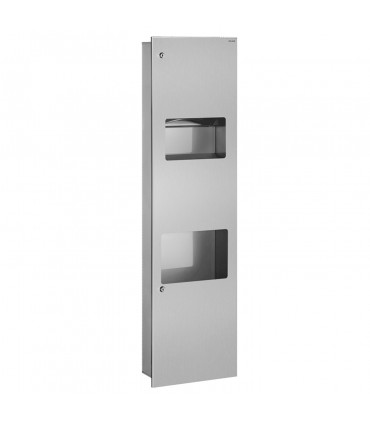 Recessed combi hand dryer and paper towel dispenser/bin