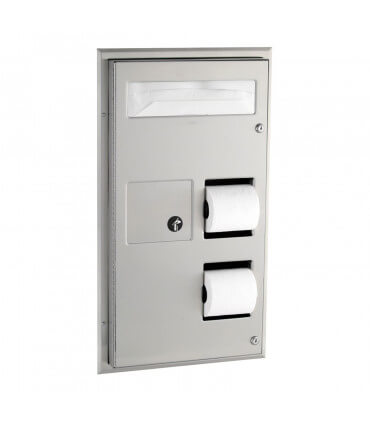 Dispenser per coprisedili, dispenser per assorbenti igienici e dispenser per carta igienica con montaggio su divisorio