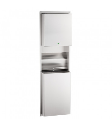 Recessed Convertible Automatic, Universal Roll Towel Dispenser Equipped with Intuitive LED Light/Waste Receptacle