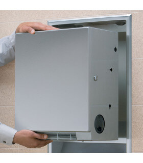 Touch-free, pull towel dispenser module