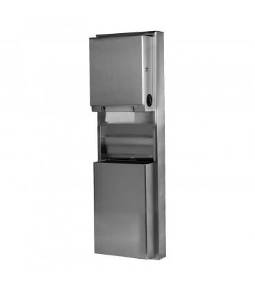 2-in-1 Combo Unit : Paper towel dispenser/waste receptacle