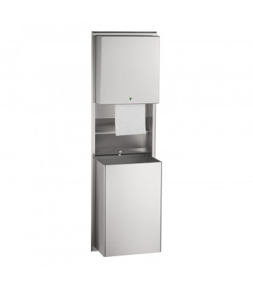 Recessed convertible automatic, universal roll towel dispenser equipped with intuitive LED light/waste receptacle