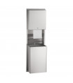 Recessed convertible automatic, universal roll towel dispenser equipped with intuitive LED light/waste receptacle