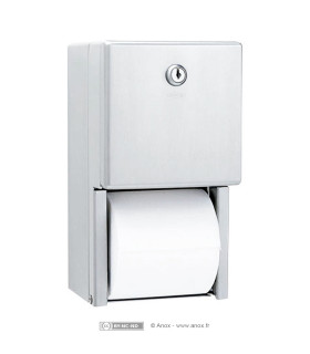 Distributeur de papier toilette double rouleaux, à poser en applique