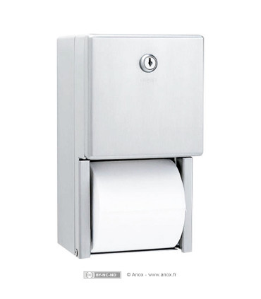 Distributeur de papier toilette double rouleaux, à poser en applique