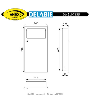 Recessed waste bin with flap