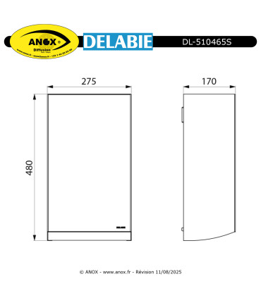 Wall-mounted 304 stainless steel bin, 20 liters