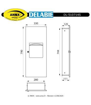 Recessed combi paper towel dispenser/bin - 10L