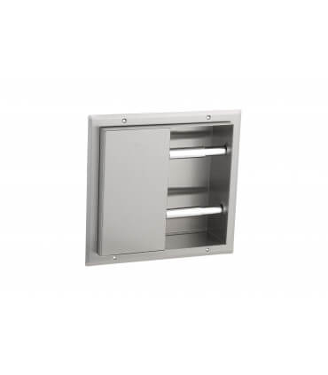Distributeur de papier toilette double rouleaux, à encastrer sur cloison